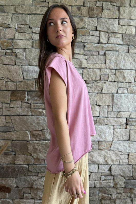  Classic Cotton Cap Sleeve Tee Rose